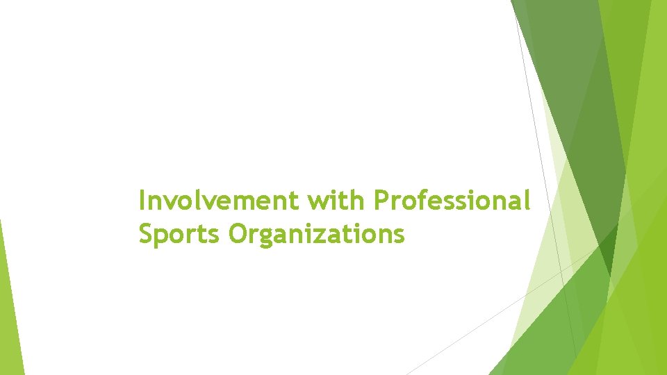 Involvement with Professional Sports Organizations 