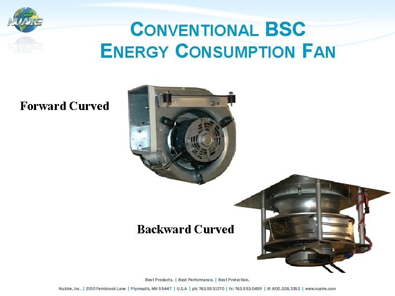 CONVENTIONAL BSC ENERGY CONSUMPTION FAN Forward Curved Backward Curved 