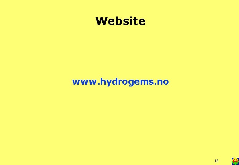 Website www. hydrogems. no 18 