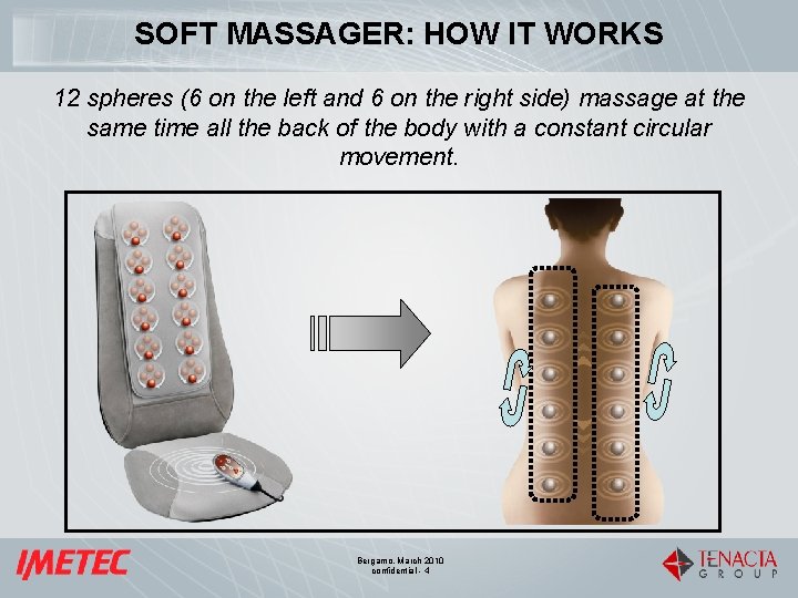 SOFT MASSAGER: HOW IT WORKS 12 spheres (6 on the left and 6 on