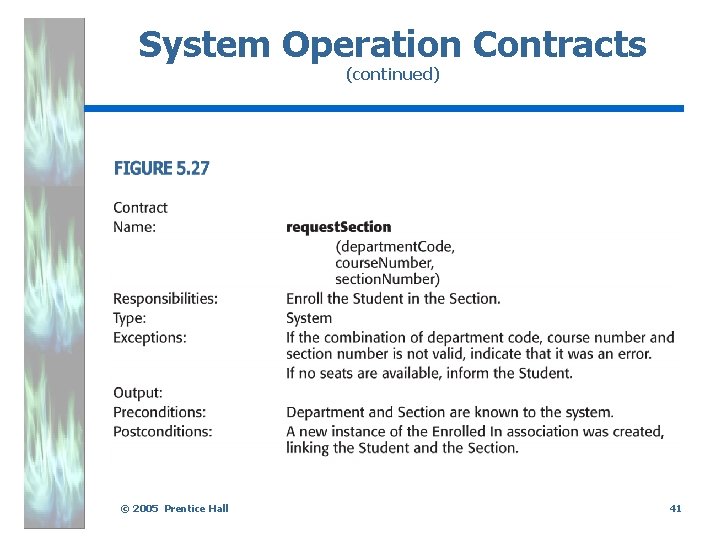 System Operation Contracts (continued) . © 2005 Prentice Hall 41 