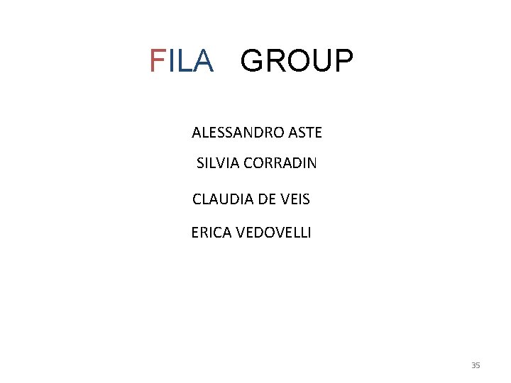FILA GROUP ALESSANDRO ASTE SILVIA CORRADIN CLAUDIA DE VEIS ERICA VEDOVELLI 35 
