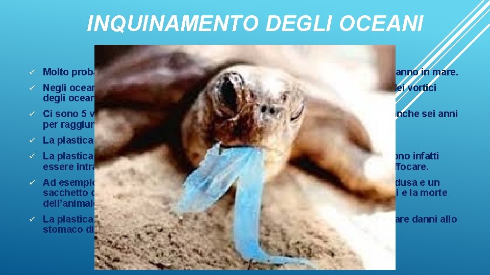 INQUINAMENTO DEGLI OCEANI Plastica in mare. Quanta ne finisce ogni anno? ü Molto probabilmente