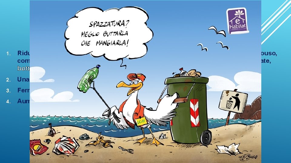 POSSIBILI RIMEDI Alcuni passi fondamentali per risolvere il problema della plastica 1. Ridurre la