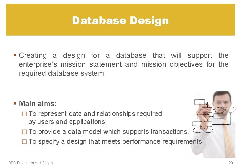 Database Design § Creating a design for a database that will support the enterprise’s Database Design § Creating a design for a database that will support the enterprise’s