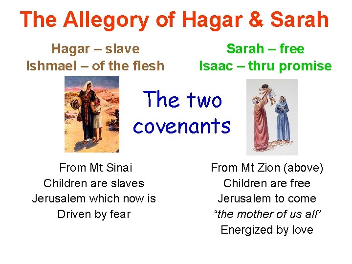 The Allegory of Hagar & Sarah Hagar – slave Ishmael – of the flesh