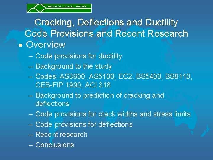 Cracking, Deflections and Ductility Code Provisions and Recent Research l Overview – Code provisions
