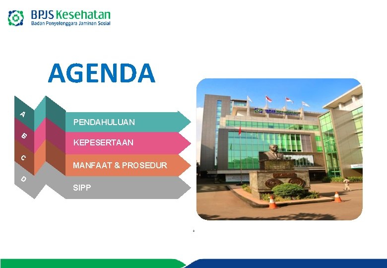 AGENDA A PENDAHULUAN B KEPESERTAAN C MANFAAT & PROSEDUR D SIPP 2 