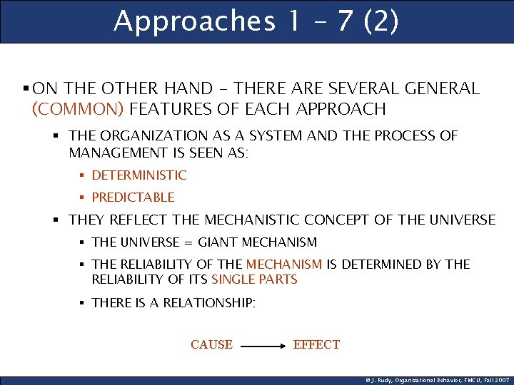 Approaches 1 – 7 (2) § ON THE OTHER HAND – THERE ARE SEVERAL