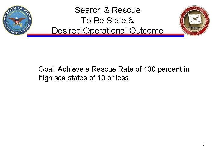 Search & Rescue To-Be State & Desired Operational Outcome Goal: Achieve a Rescue Rate