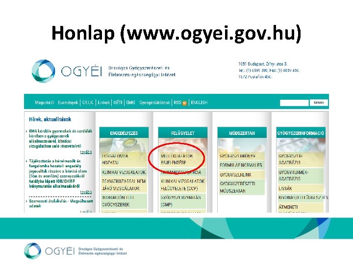 Honlap (www. ogyei. gov. hu) 