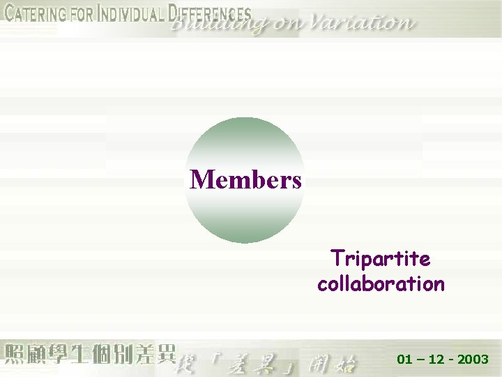 Members Tripartite collaboration 01 – 12 - 2003 