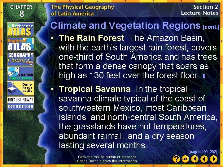 Climate and Vegetation Regions (cont. ) • The Rain Forest The Amazon Basin, with
