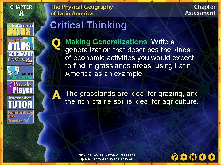 Critical Thinking Making Generalizations Write a generalization that describes the kinds of economic activities
