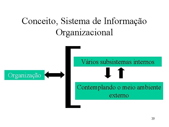 Conceito, Sistema de Informação Organizacional [ Vários subsistemas internos Organização Contemplando o meio ambiente