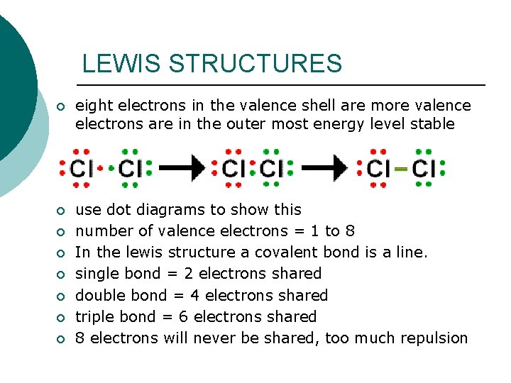 LEWIS STRUCTURES ¡ eight electrons in the valence shell are more valence electrons are