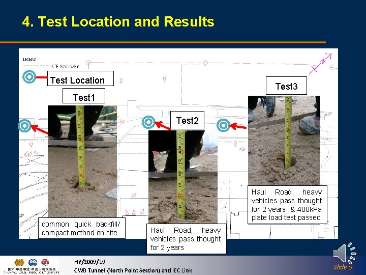 4. Test Location and Results Test Location Test 3 Test 1 Test 2 common