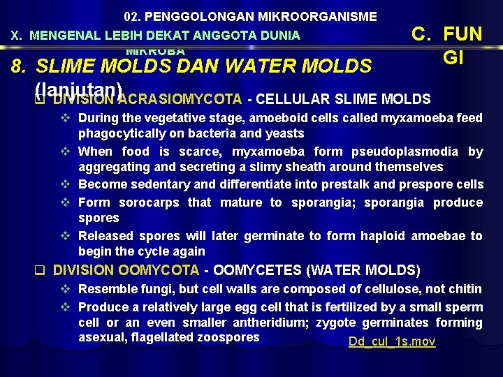 02. PENGGOLONGAN MIKROORGANISME X. MENGENAL LEBIH DEKAT ANGGOTA DUNIA MIKROBA C. FUN GI 8.