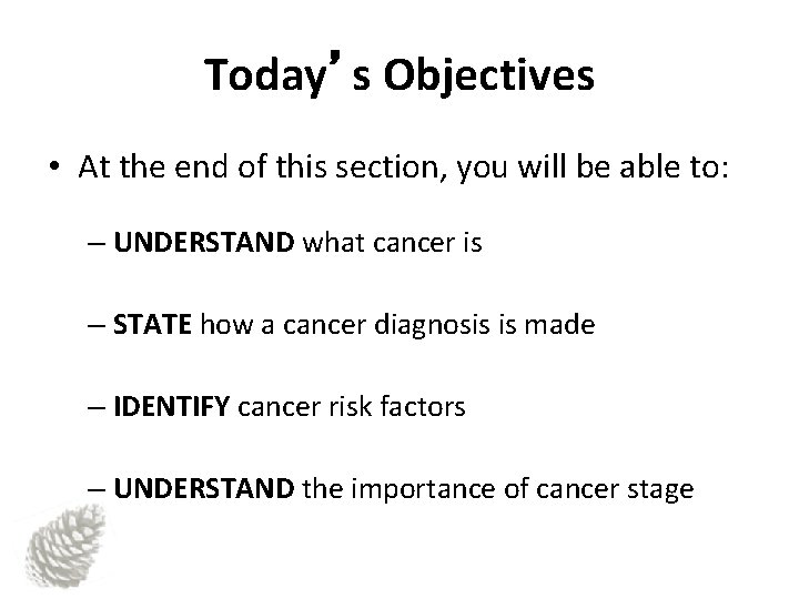 Today’s Objectives • At the end of this section, you will be able to: