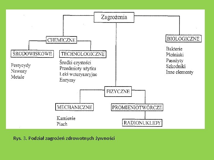 Rys. 3. Podział zagrożeń zdrowotnych żywności 