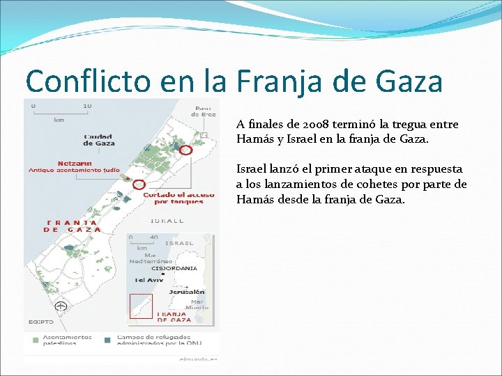 Conflicto en la Franja de Gaza A finales de 2008 terminó la tregua entre