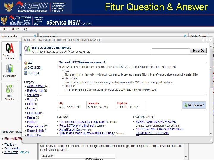 Fitur Question & Answer http: //www. insw. go. id 