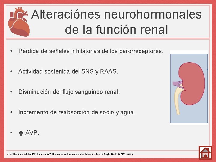 Alteraciónes neurohormonales de la función renal • Pérdida de señales inhibitorias de los barorreceptores.