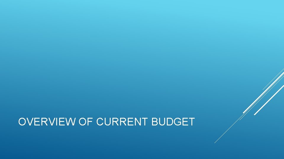 OVERVIEW OF CURRENT BUDGET 