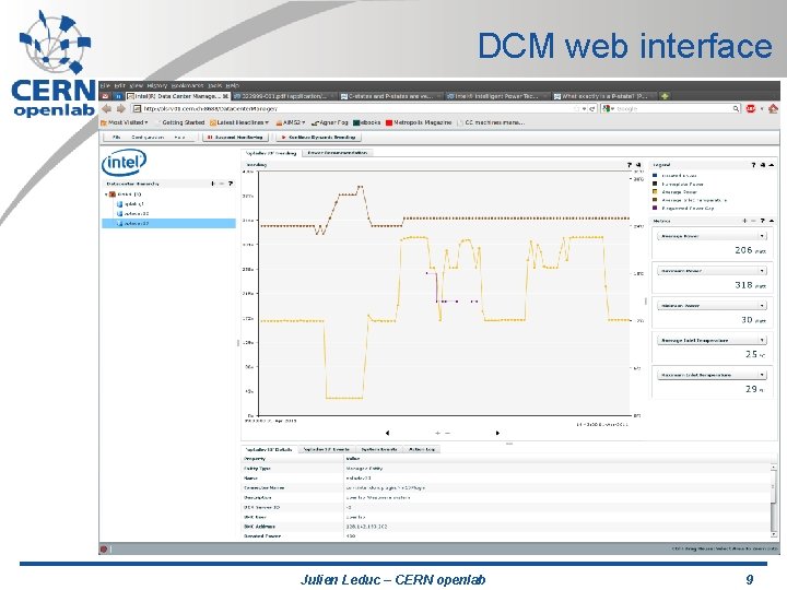 DCM web interface Julien Leduc – CERN openlab 9 