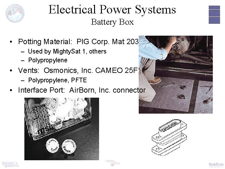 Electrical Power Systems Battery Box • Potting Material: PIG Corp. Mat 203 – Used