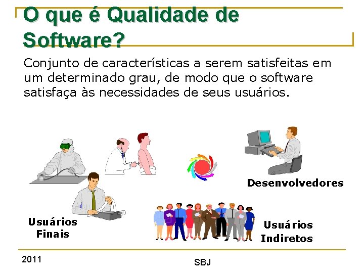 O que é Qualidade de Software? Conjunto de características a serem satisfeitas em um