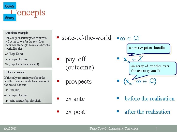 Story Concepts Story American example If the only uncertainty is about who will be