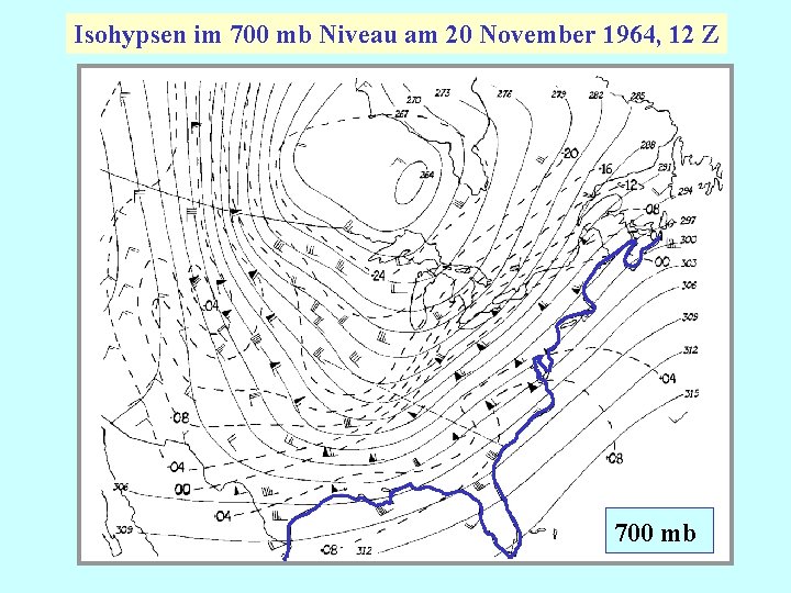 Isohypsen im 700 mb Niveau am 20 November 1964, 12 Z 700 mb 