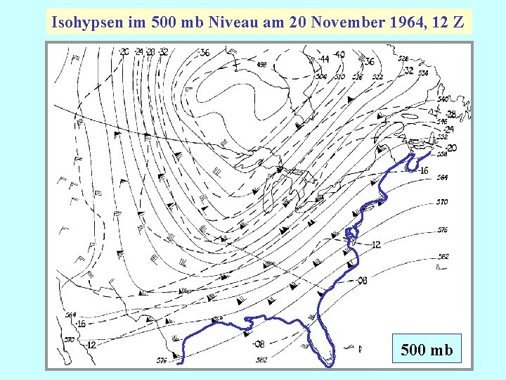 Isohypsen im 500 mb Niveau am 20 November 1964, 12 Z 500 mb 