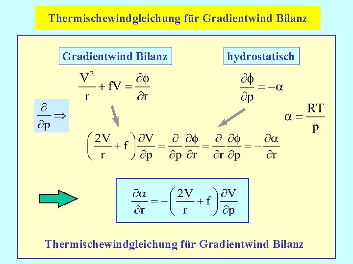 Thermischewindgleichung für Gradientwind Bilanz hydrostatisch Thermischewindgleichung für Gradientwind Bilanz 