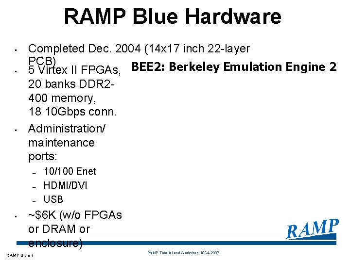 RAMP Blue Hardware • • • Completed Dec. 2004 (14 x 17 inch 22