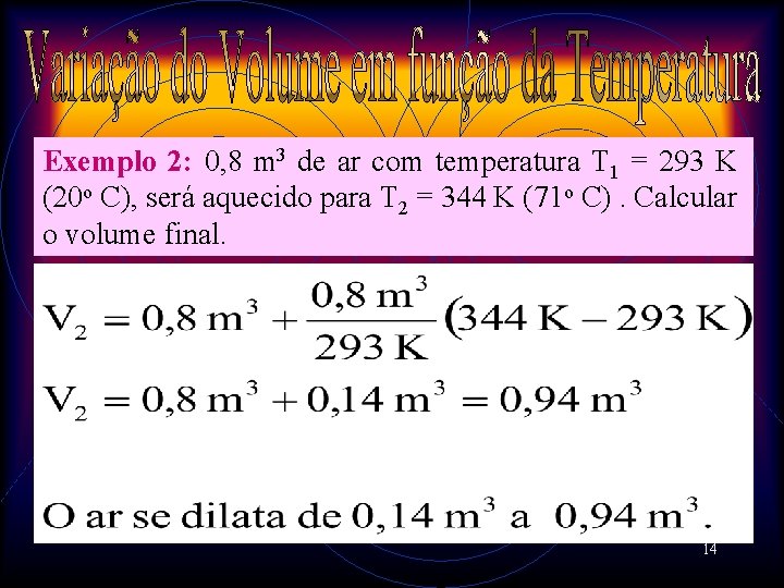 Exemplo 2: 0, 8 m 3 de ar com temperatura T 1 = 293