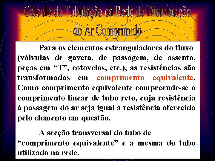 Para os elementos estranguladores do fluxo (válvulas de gaveta, de passagem, de assento, peças