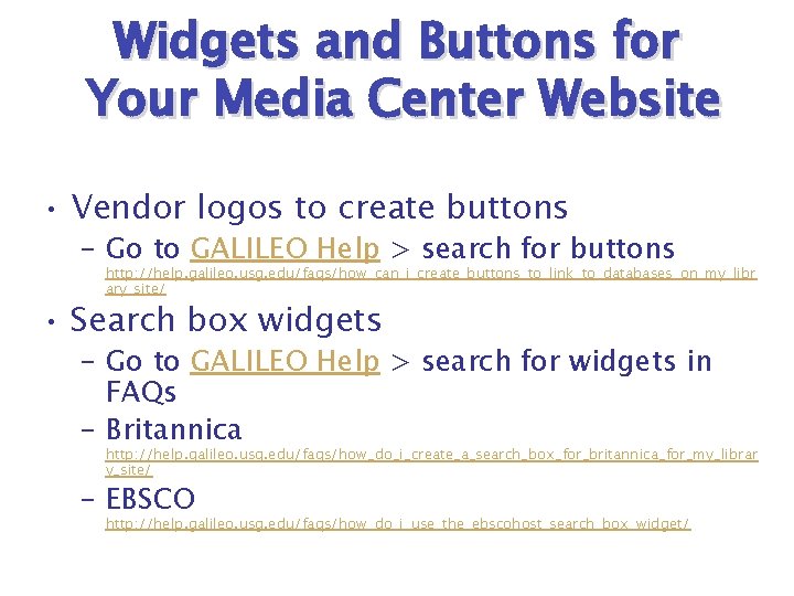 Widgets and Buttons for Your Media Center Website • Vendor logos to create buttons