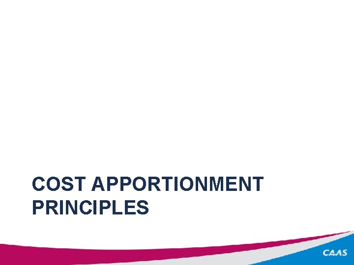 COST APPORTIONMENT PRINCIPLES 