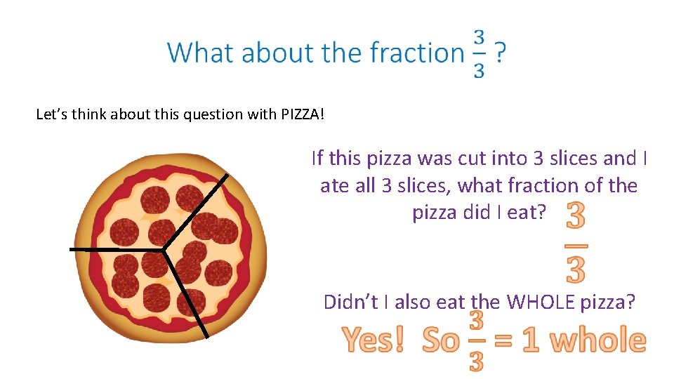  Let’s think about this question with PIZZA! If this pizza was cut into