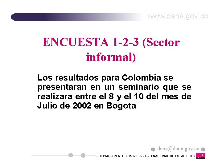 www. dane. gov. co ENCUESTA 1 -2 -3 (Sector informal) Los resultados para Colombia