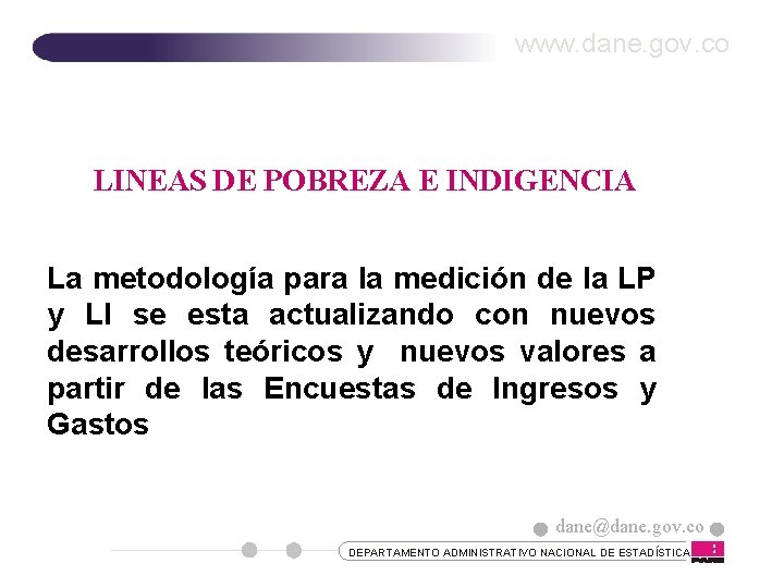 www. dane. gov. co LINEAS DE POBREZA E INDIGENCIA La metodología para la medición