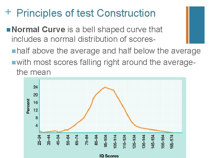 + Principles of test Construction n Normal Curve is a bell shaped curve that