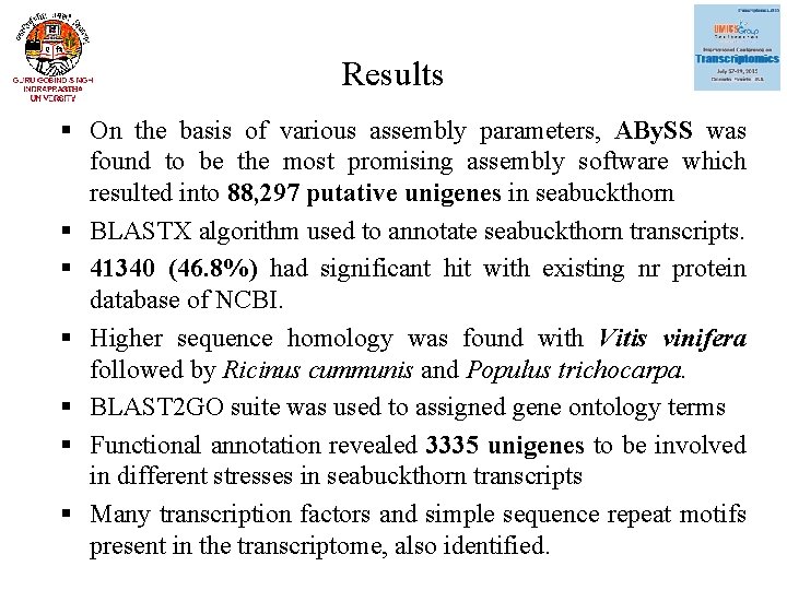 Results § On the basis of various assembly parameters, ABy. SS was found to