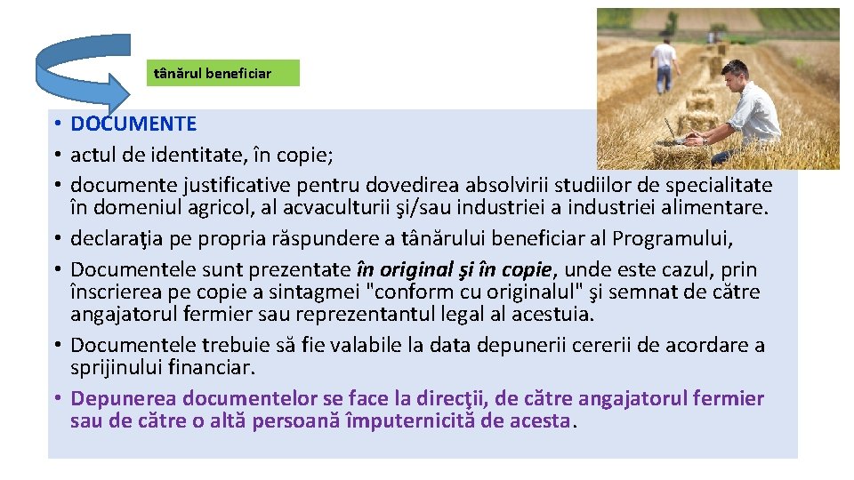 tânărul beneficiar • DOCUMENTE • actul de identitate, în copie; • documente justificative pentru