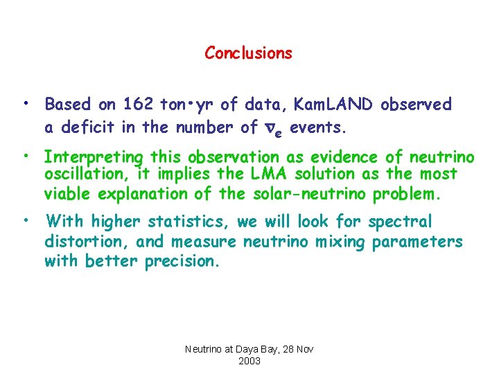 Conclusions • Based on 162 ton • yr of data, Kam. LAND observed a
