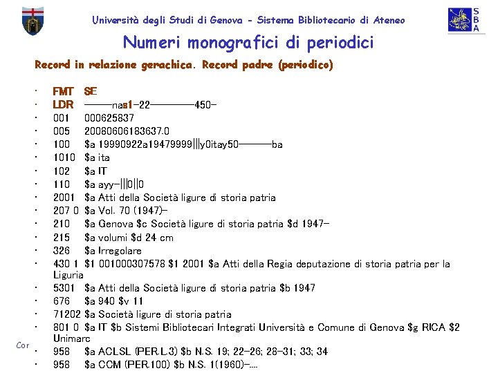 Università degli Studi di Genova - Sistema Bibliotecario di Ateneo Numeri monografici di periodici