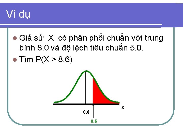 Ví dụ l Giả sử X có phân phối chuẩn với trung bình 8.