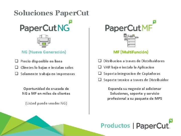 Soluciones Paper. Cut NG (Nueva Generación) MF (Multi. Función) q Precio disponible en linea